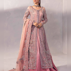 Blush Pink Bridal Lehenga with Heavy Silver Embroidery