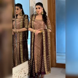 Fareeha – Soft Pink & Deep Purple Lama Tissue Luxury Wedding Suit